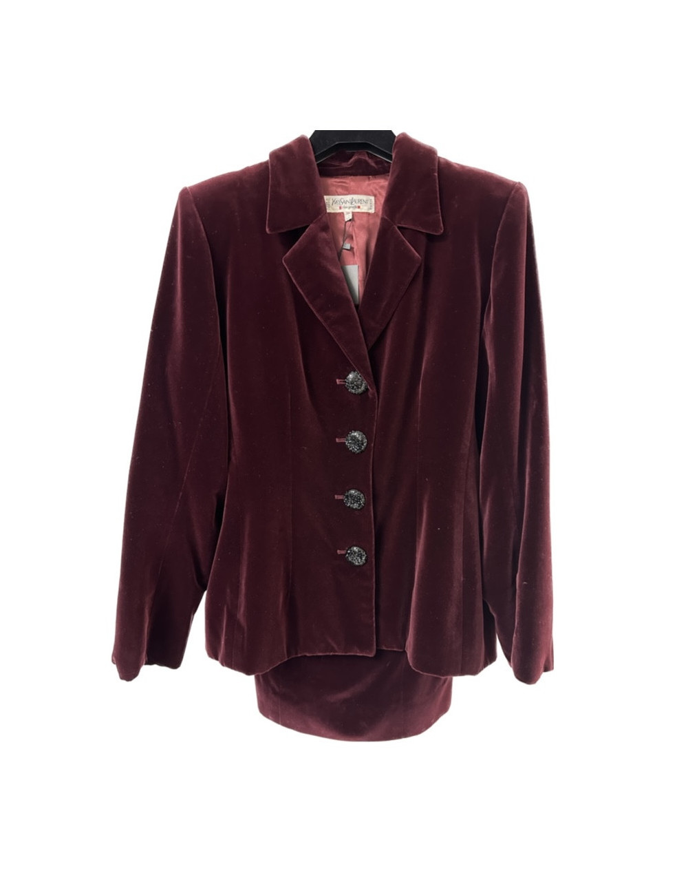 Tailleur YSL Variations velours rouge cardinal