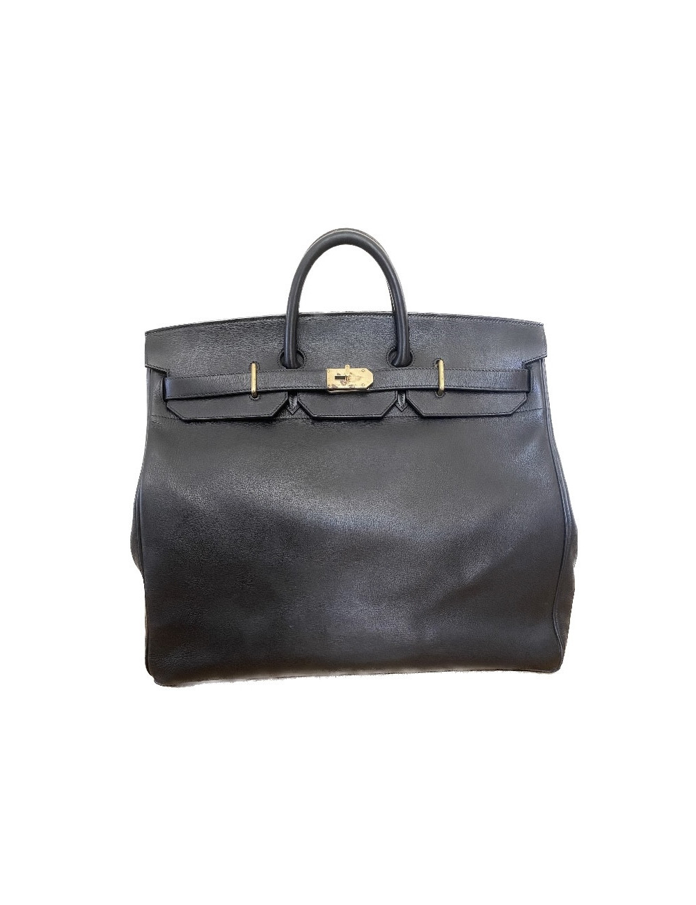 Haut à courroies HERMES cuir grainé marron