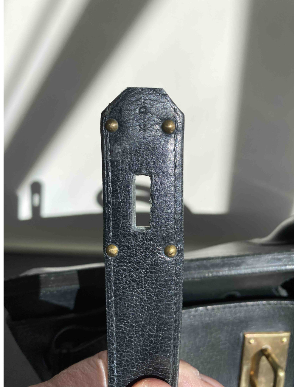 HERMES Haut à courroies brown grained leather