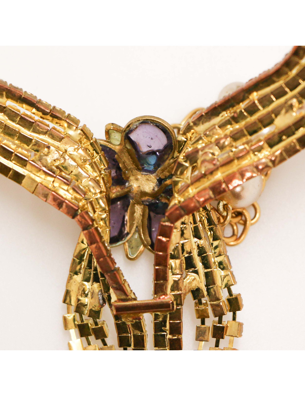 MARGUERITE de VALOIS rhinestones and molten glass Couture necklace