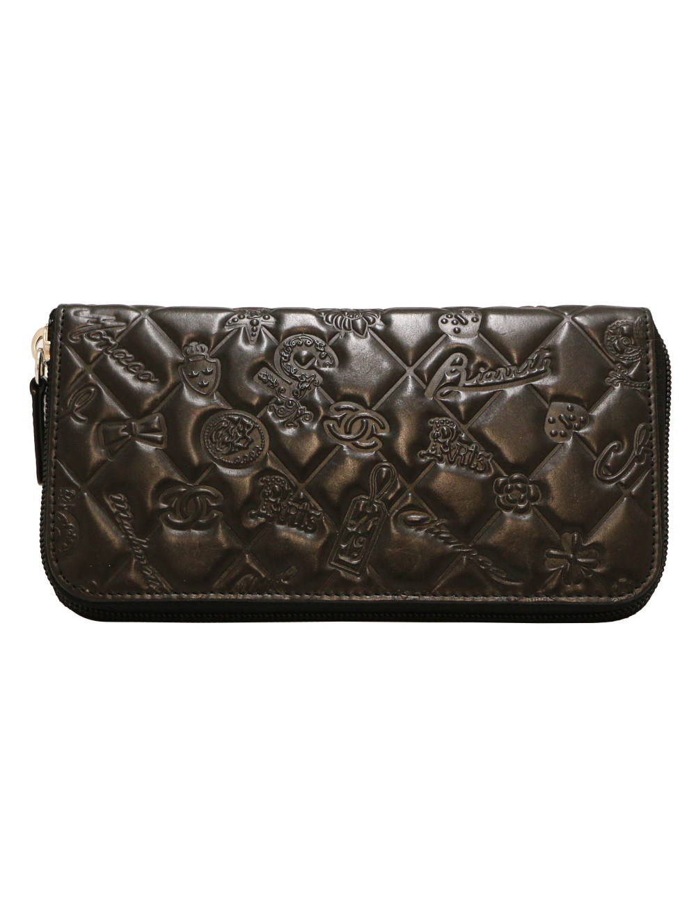 Portefeuille CHANEL cuir embossé noir