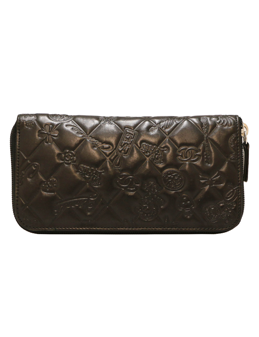 Portefeuille CHANEL cuir embossé noir