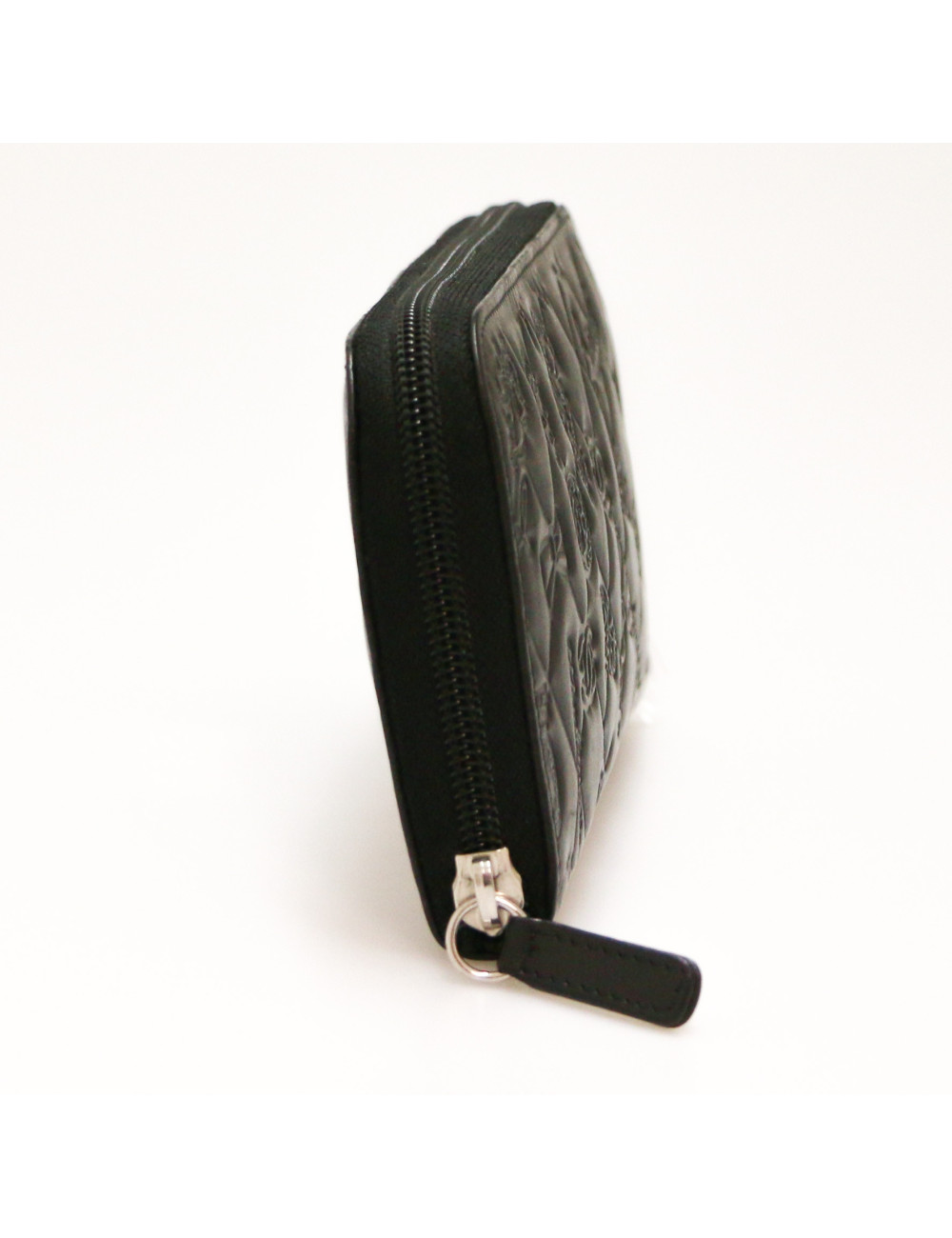 Portefeuille CHANEL cuir embossé noir