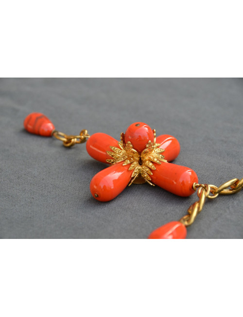 Collier Croix orange MARGUERITE DE VALOIS