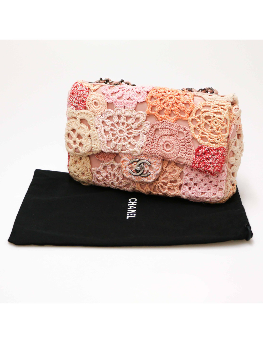 Sac CHANEL crochet rose 