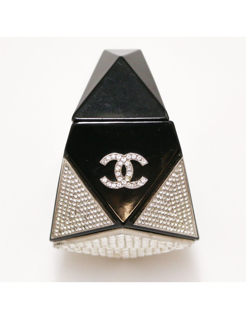 Manchette CHANEL en plexi noir et strass