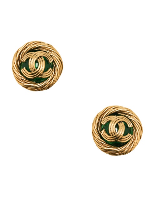Clips vintage CHANEL CC et pâte de verre