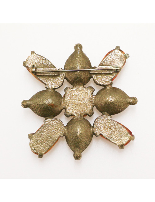 Topaz amber crystal brooch