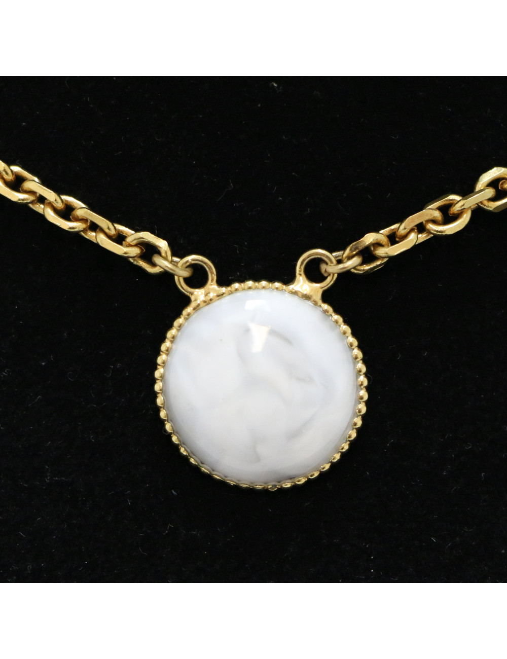 MARGUERITE DE VALOIS molten glass white and gold necklace