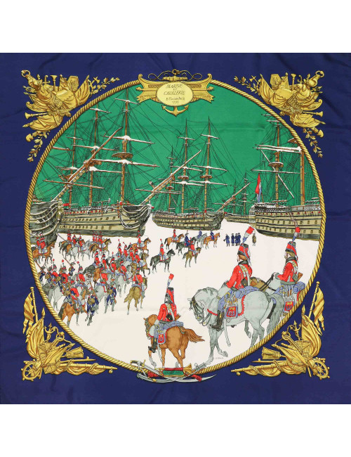 Carré HERMES Marine et cavalerie soie