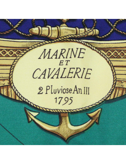 Carré HERMES Marine et cavalerie soie