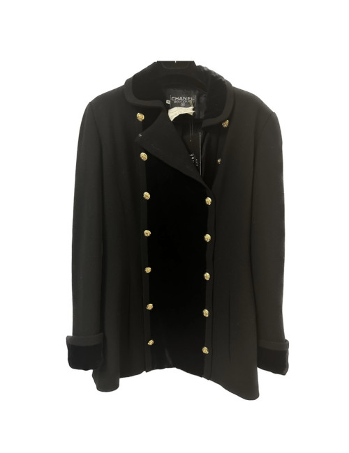 Veste T42 CHANEL bi matière noire