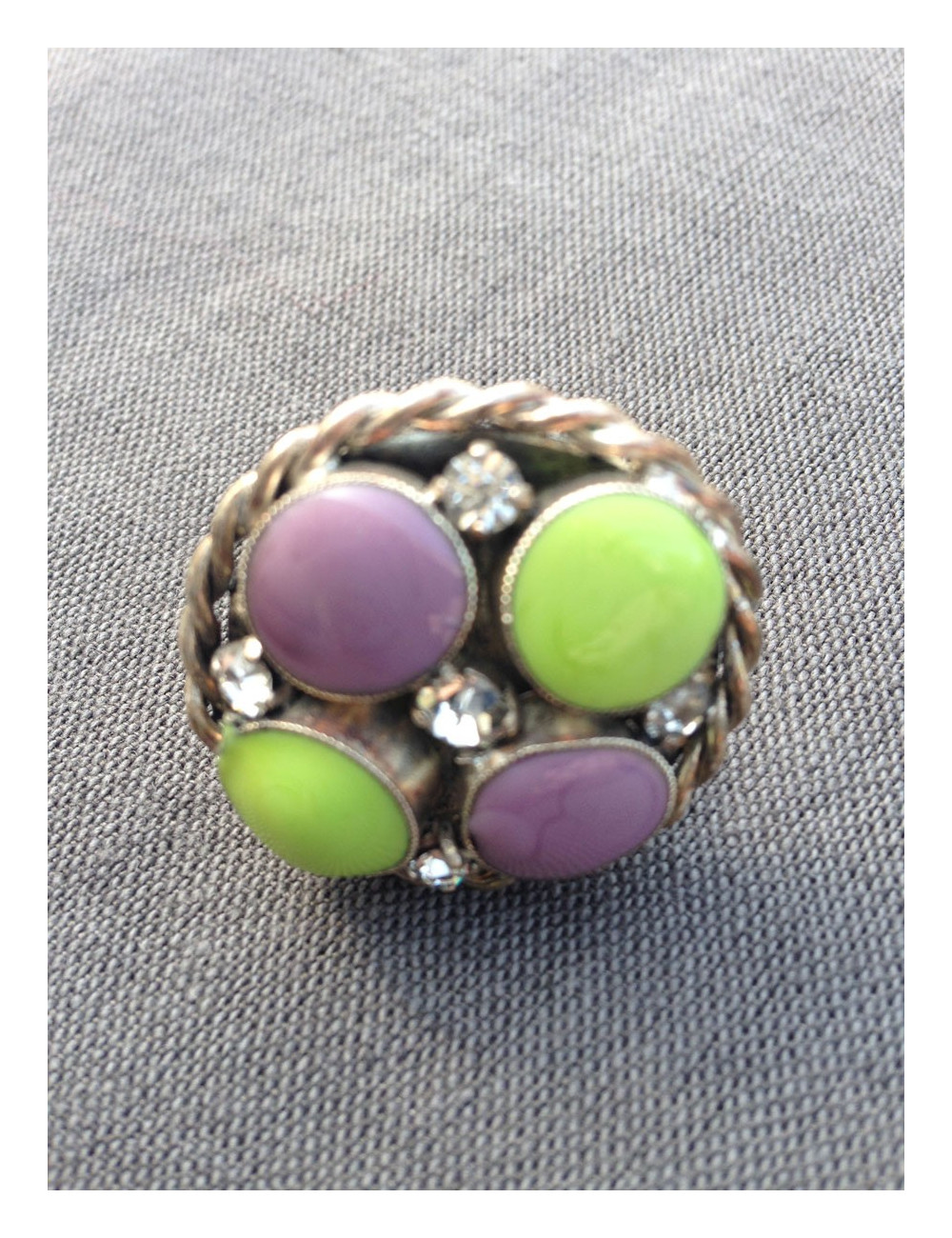 Bague ronde MARGUERITE DE VALOIS en pâte de verre