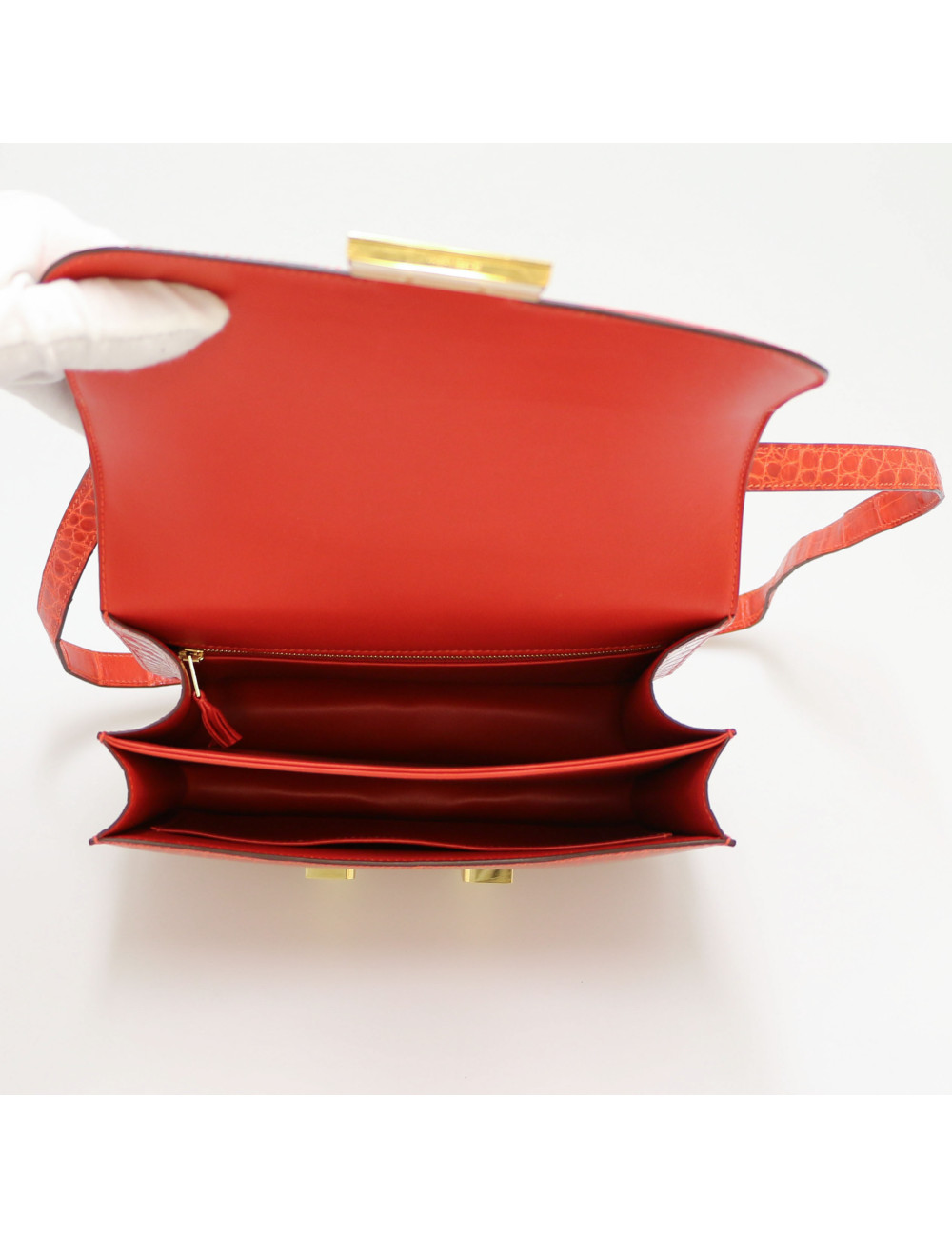 Constance alligator HERMES orange sanguine