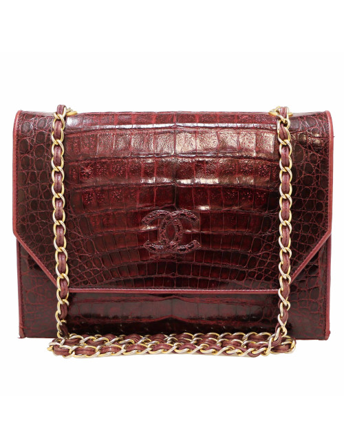 Sac CHANEL crocodile bordeaux