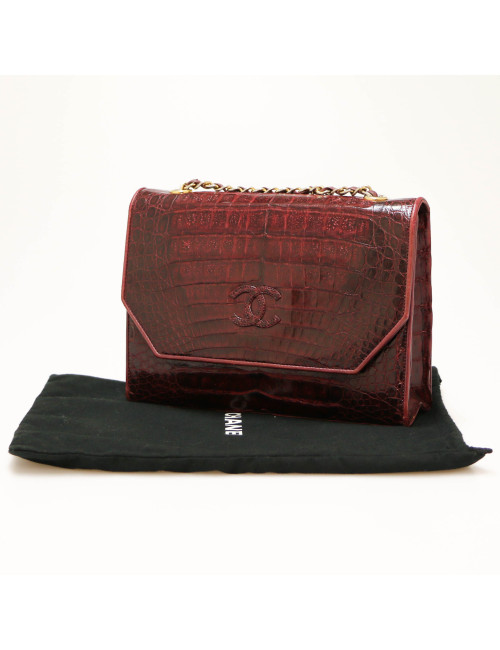 CHANEL Vintage burgundy crocodile bag