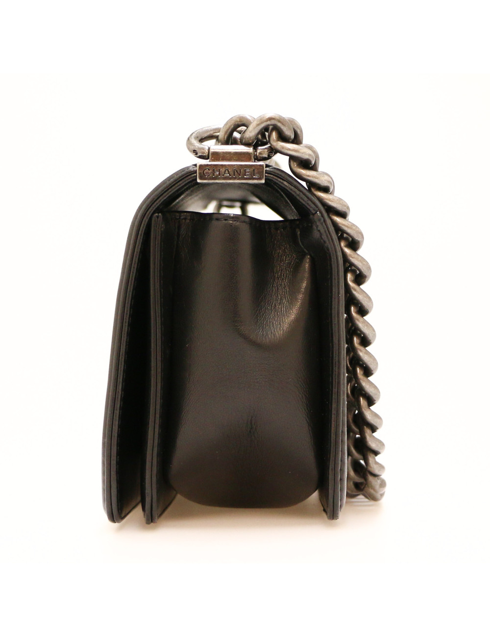 Sac CHANEL Boy en cuir noir et strass