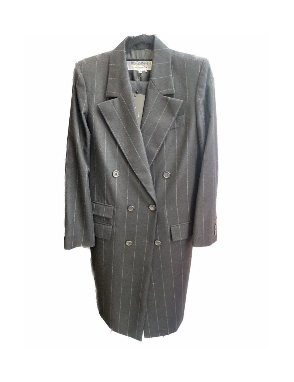 Ensemble T42 YVES SAINT LAURENT rayé manteau pantalon