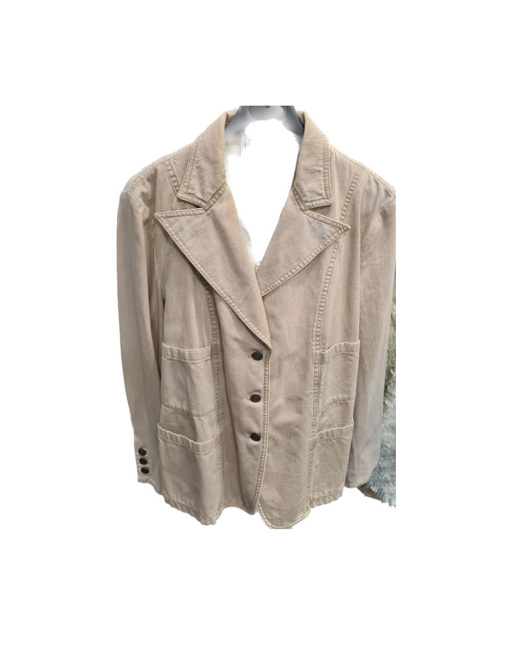 Veste CHANEL T44 en dénim beige