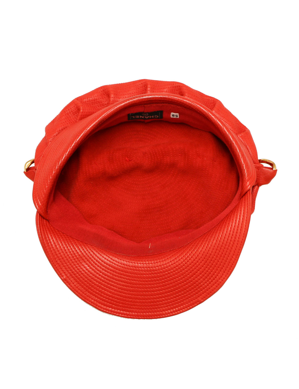 Casquette CHANEL cuir rouge