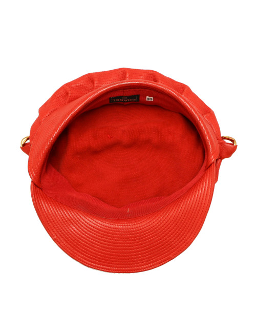 Casquette CHANEL cuir rouge