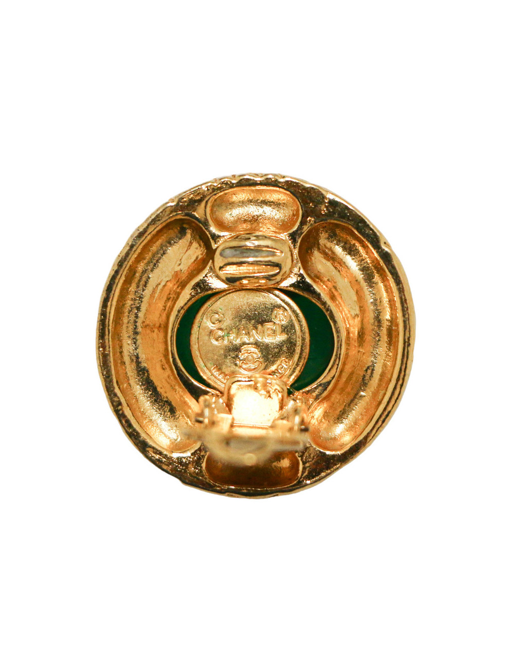 Clips vintage CHANEL ronds pâte de verre