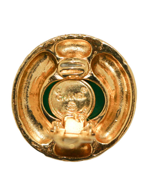 Clips vintage CHANEL ronds pâte de verre