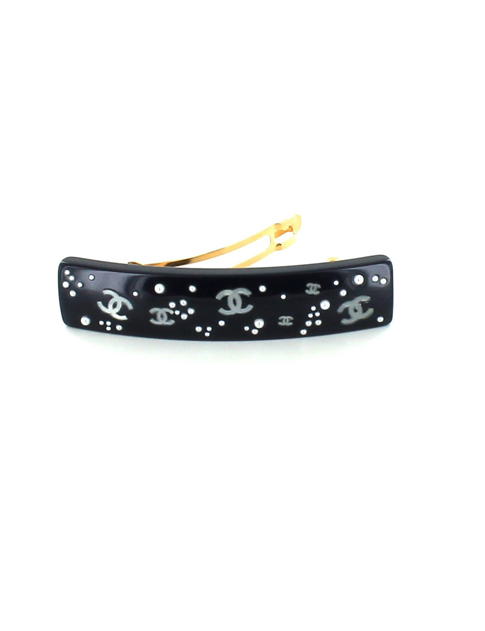 grande barrette CHANEL  noire  double C 