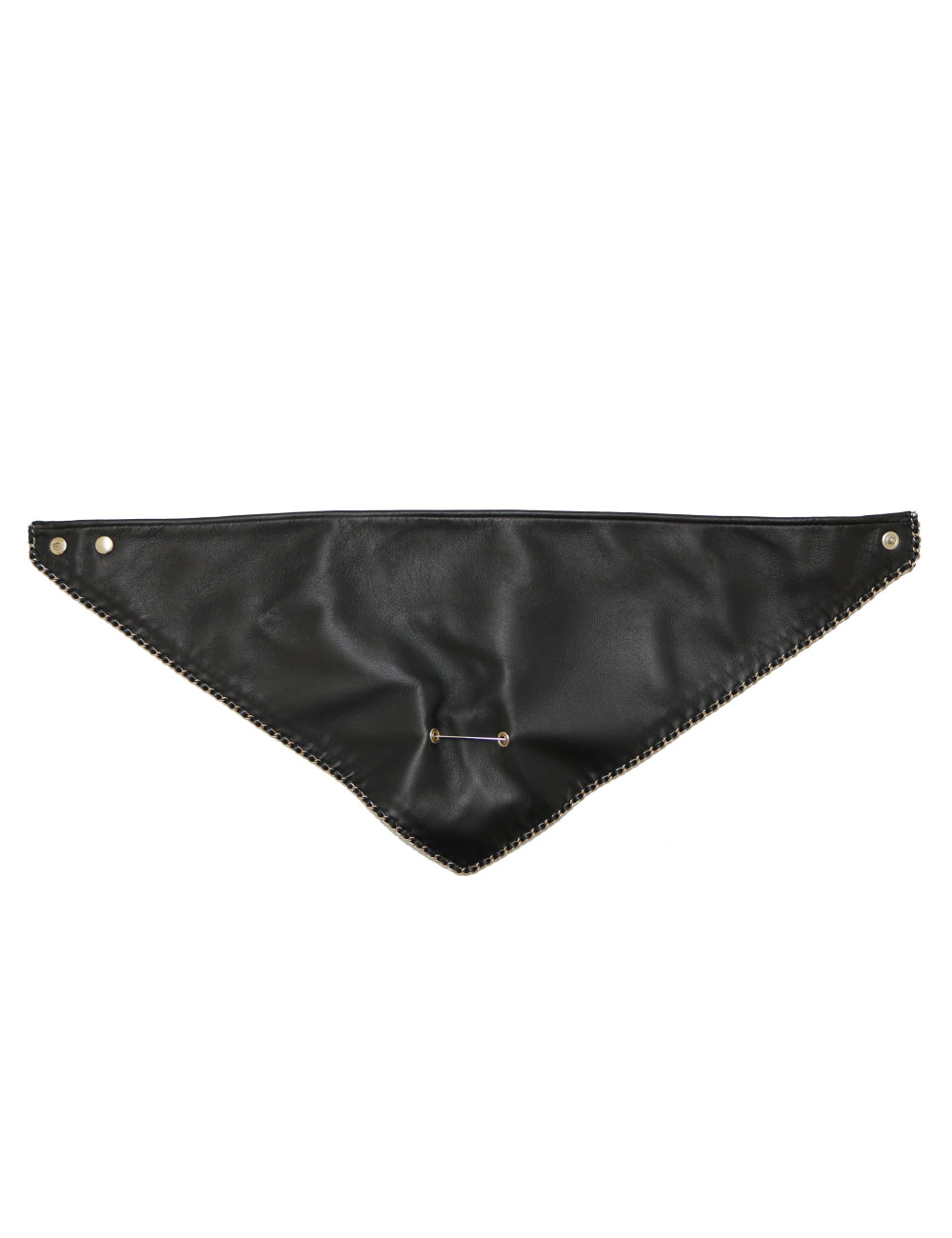 Bandana CHANEL cuir noir broche amovible