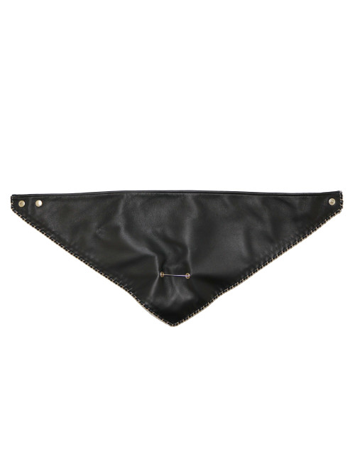 Bandana CHANEL cuir noir broche amovible