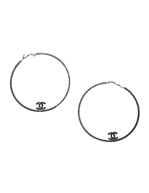 Créoles CHANEL métal argent 