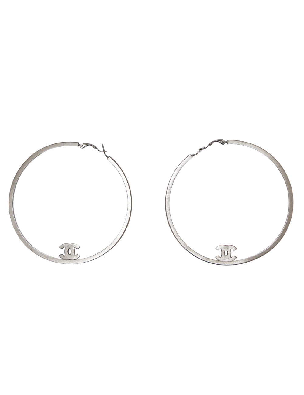 Créoles CHANEL métal argent 