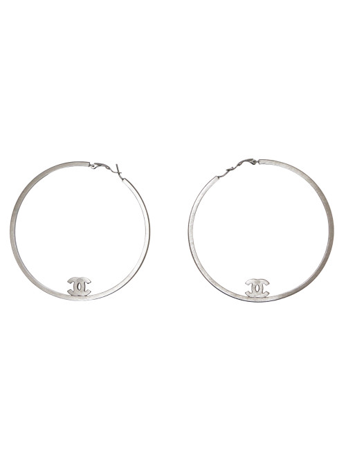 Créoles CHANEL métal argent 