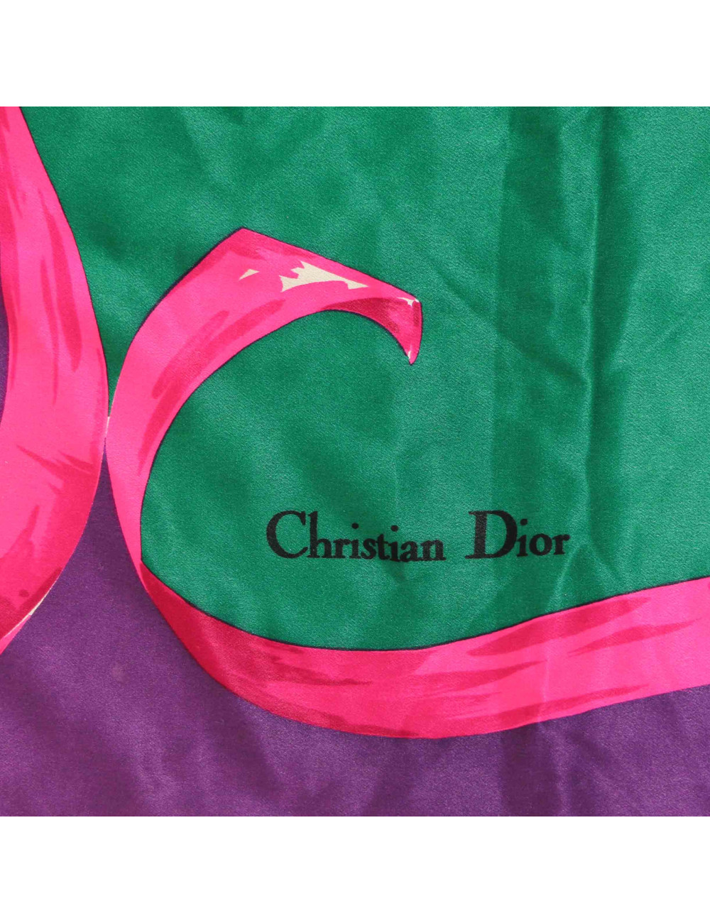 Carré CHRISTIAN DIOR vintage leopard mauve vert leopard