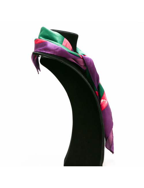 CHRISTIAN DIOR vintage mauve and green square silk scarf