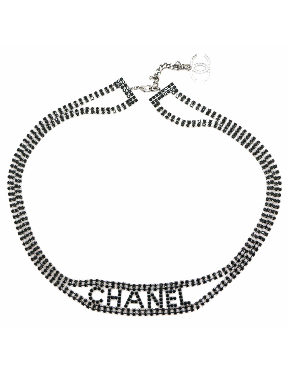 Ceinture CHANEL C H A N E L cristal noir