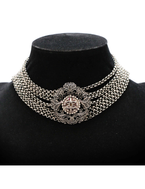 Ras de cou CHANEL multirangs argent