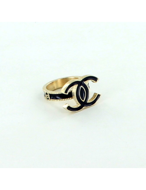 bague CHANEL double C bleu nuit émaillée