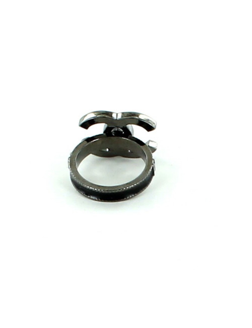 bague CHANEL double C noir émaillé
