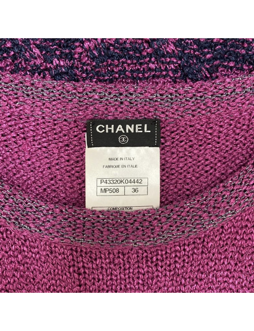 Robe T 36 CHANEL tricot violet et bleu nuit