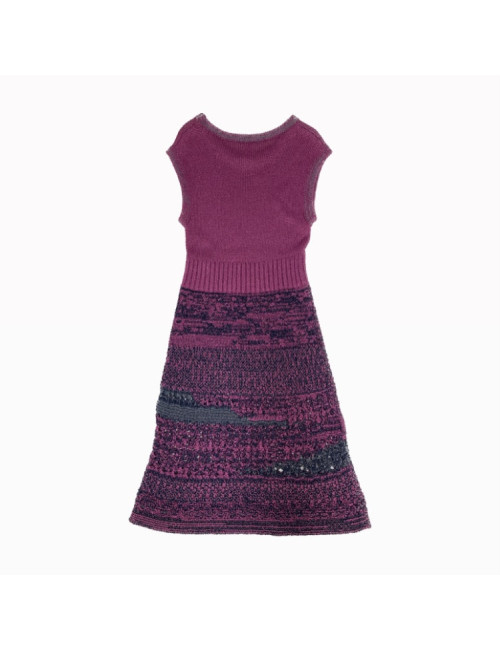 Robe T 36 CHANEL tricot violet et bleu nuit