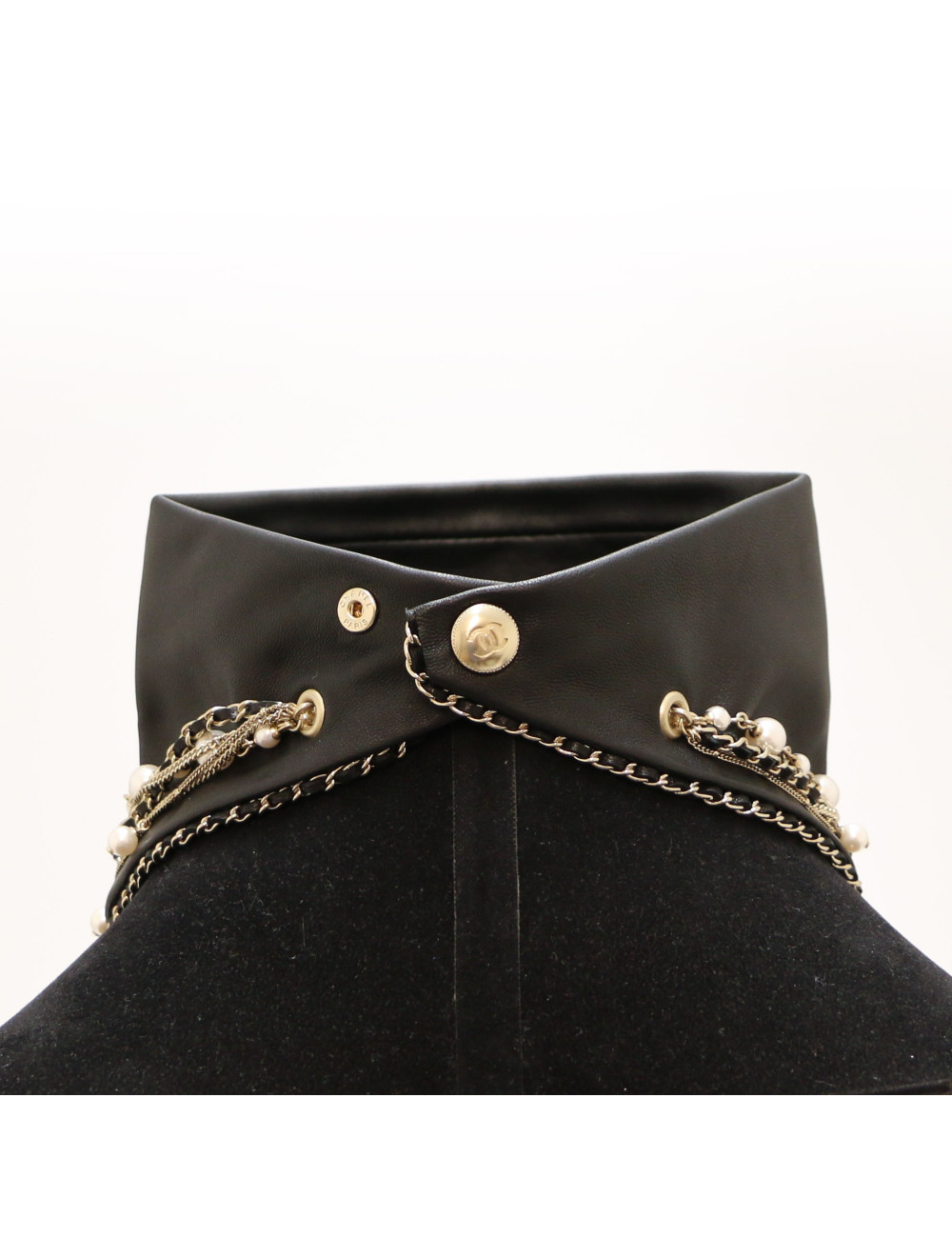 Bandana CHANEL cuir chaines perles