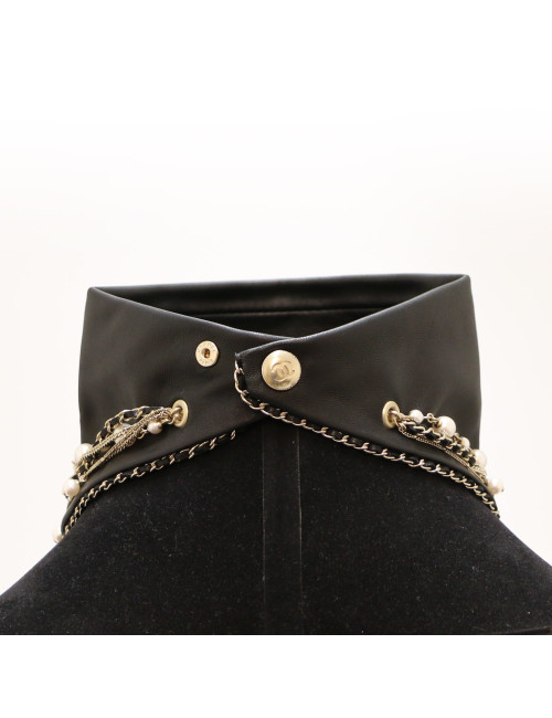 Bandana CHANEL cuir chaines perles