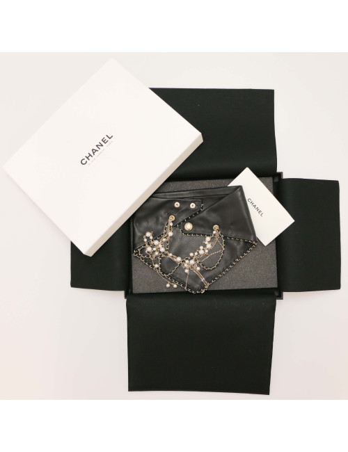 Bandana CHANEL cuir chaines perles