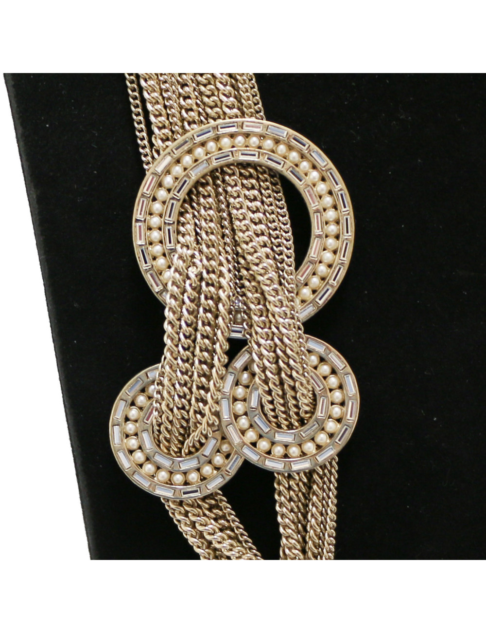 CHANEL multichain pearls and rhinestones long necklace