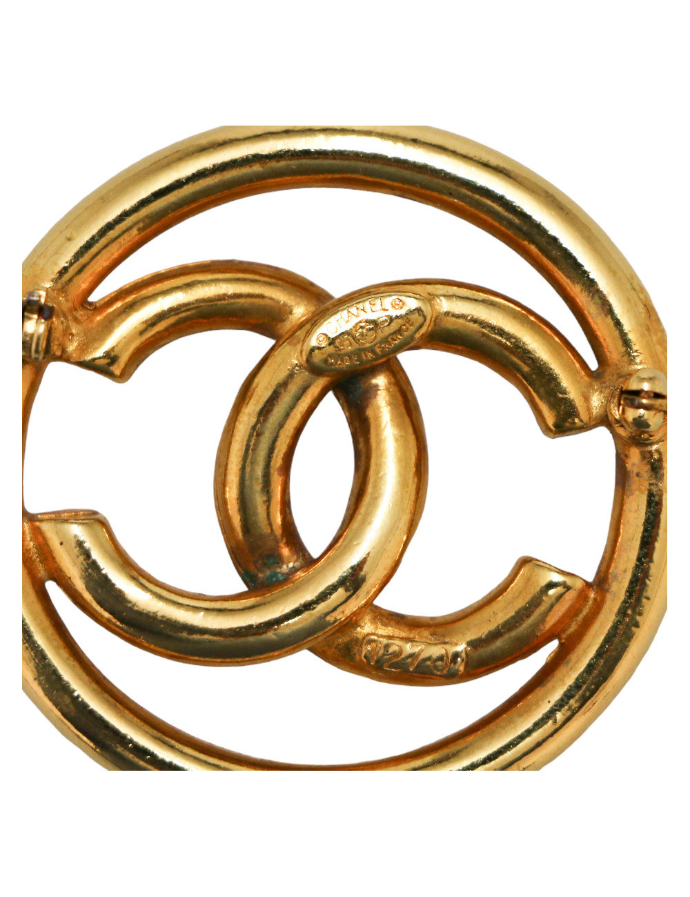 Broche vintage Turnlock CHANEL doré