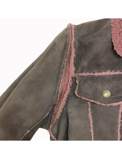 Blouson CHRISTIAN DIOR peau retournée framboise
