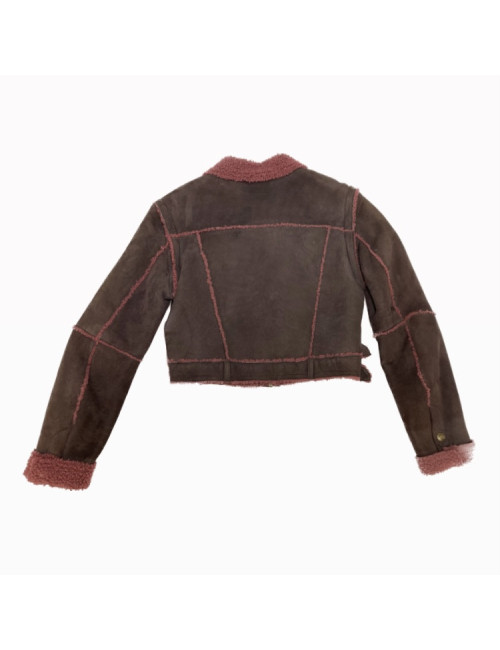 Blouson CHRISTIAN DIOR peau retournée framboise