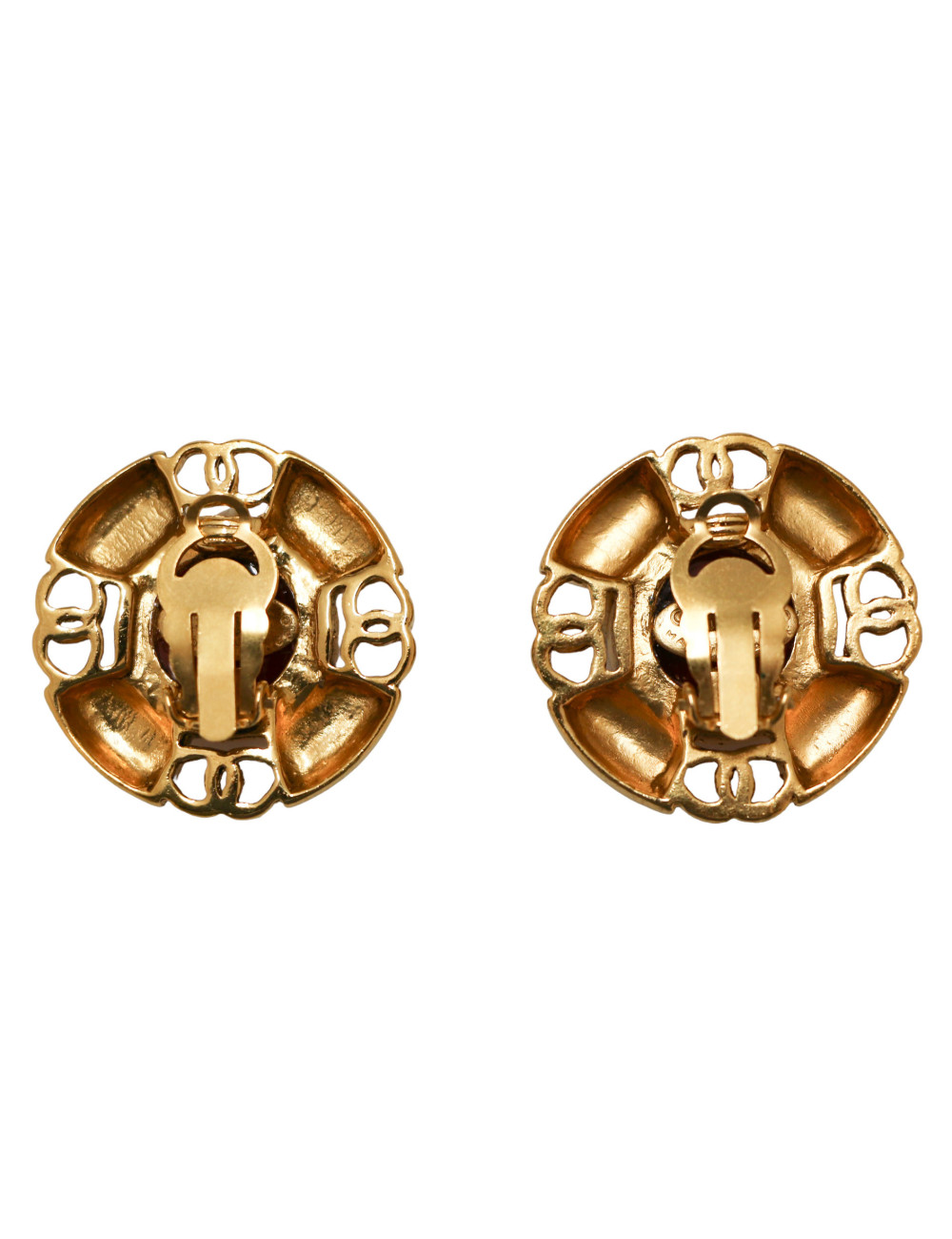 Clips CHANEL pâte de verre rouge