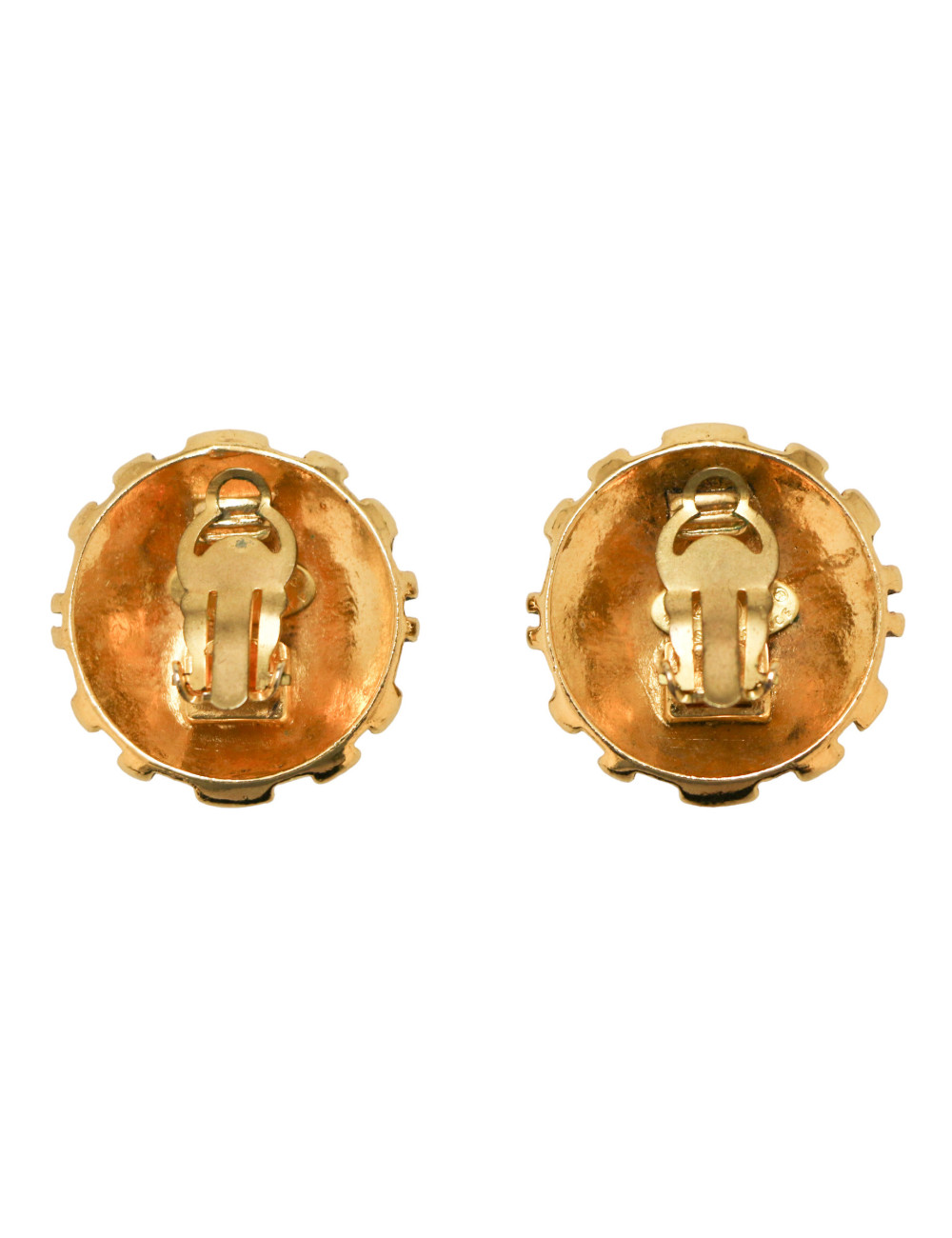 Paire de clips vintage CHANEL dorés